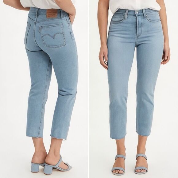 Levi’s Wedgie Straight Cropped Jeans in Tango Hustle Raw Hem Women’s Size 27 | 4 - Picture 1 of 15